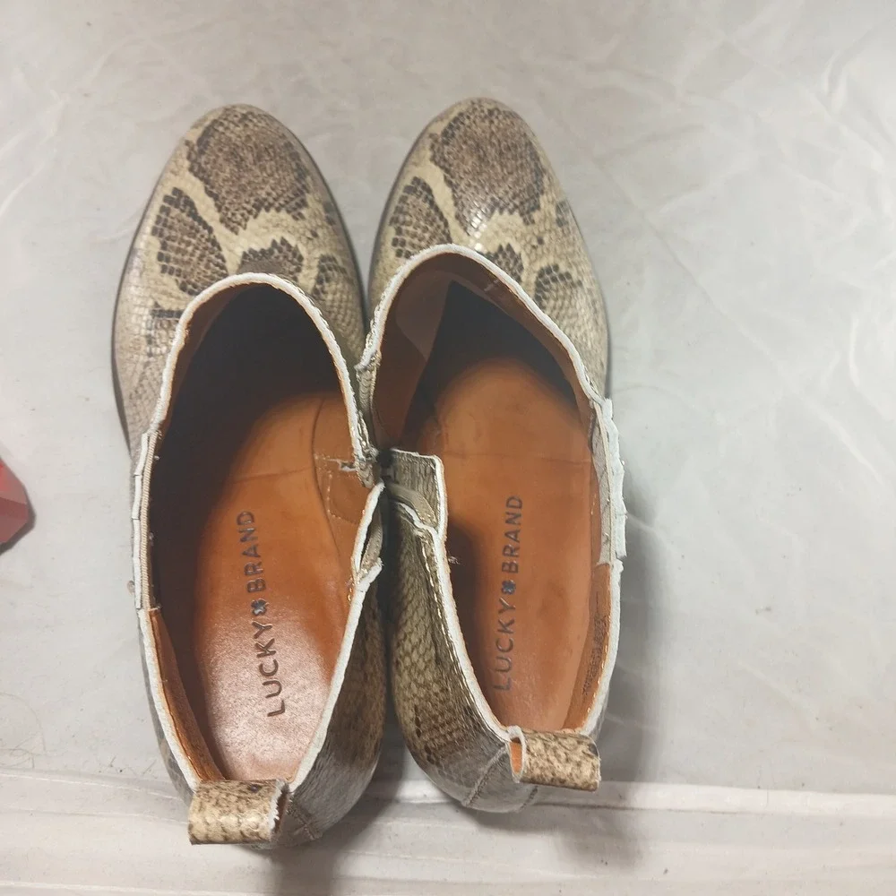Lucky Brand Bimore Ankle Boots Snake Print Leather Women's Size 7.5‎ M